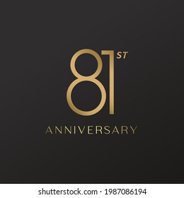 81st anniversary celebration logotype with elegant number shiny gold design