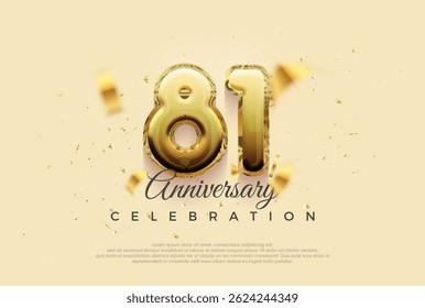 81st anniversary celebration, vector design with shiny gold balloons illustration. Premium vector background for greeting and celebration.