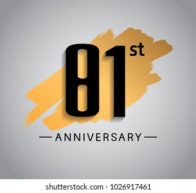 81st anniversary design with golden brush isolated on white background for celebration event