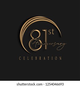 81st anniversary, design templates vector and illustrations with golden color and dark background