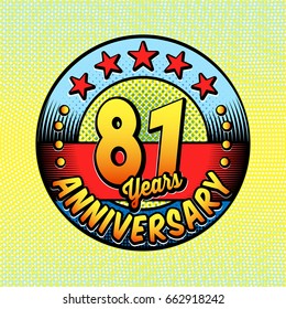 81st anniversary logo. Vector and illustrations. Comics anniversary logo.