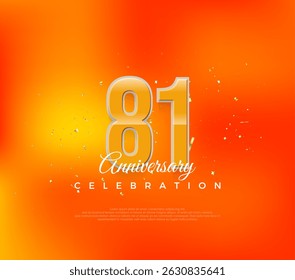 81st anniversary with a luxurious orange color design. simple modern premium vector. Premium vector for poster, banner, celebration greeting.