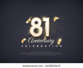 81st anniversary number with fancy numerals. luxury premium vector design. Premium vector for poster, banner, celebration greeting.