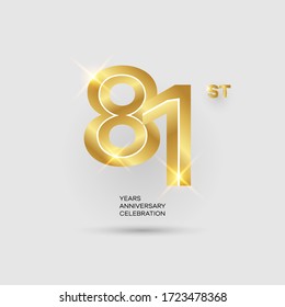 81st gold anniversary logo isolated on elegant background, vector design for celebration purpose