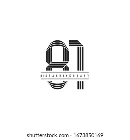 81st years or 81st anniversary logo linear abstract letter design