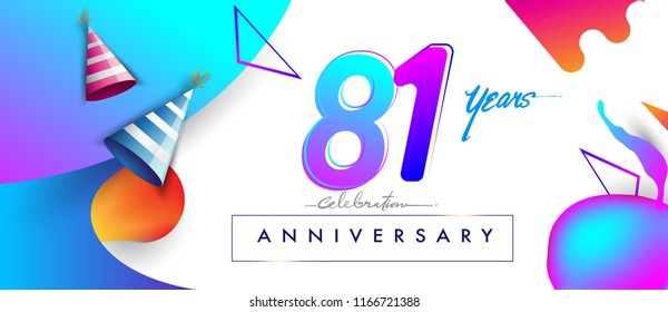 81st years anniversary logo, vector design birthday celebration with colorful geometric background and abstract elements