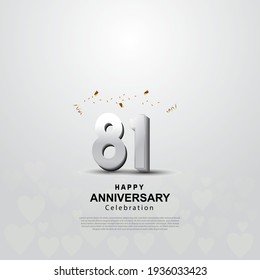 81th anniversary background with 3D number illustration