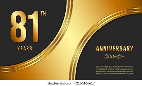 81th anniversary logo with gold color for booklets, leaflets, magazines, brochure posters, banners, web, invitations or greeting cards. Vector illustration.