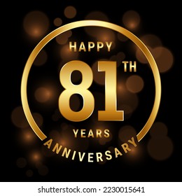 81th Anniversary. Anniversary template design with gold ring for celebration event, wedding, invitation and greeting card. Vector illustration