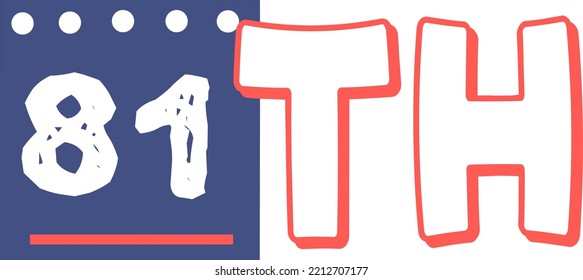 81.ª ilustración de arte vectorial contando números ordinales con fuente fantástica y color rojo azul, hojas de cálculo - hojas de cálculo de número de secuencia de coincidencia para preescolares 