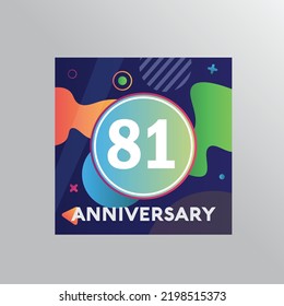 81th years anniversary logo, vector design birthday celebration with colourful background and abstract shape.