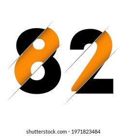 82 8 2 Number Logo Design with a Creative Cut and Black Circle Background. Creative logo design.
