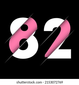 82 8 2 Number Logo Design with a Creative Cut and Black Circle Background. Creative logo design.