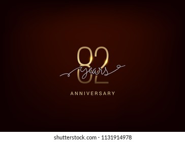 82 Anniversary elegant gold colored isolated on dark background, vector design for celebration, invitation and 