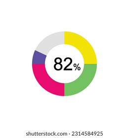 82% circle diagrams Infographics vector, 82 Percentage ready to use for web design.