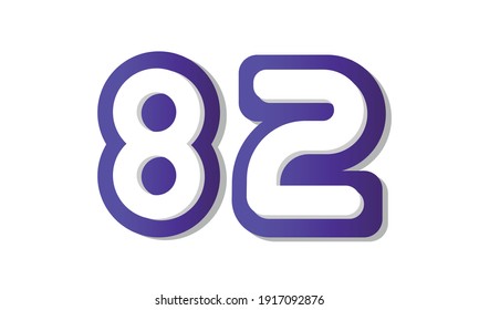 82 Cool Modern Purple 3D Number