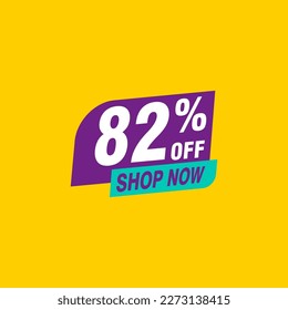82 descuento, distintivos de vectores de venta para etiquetas, , pegatinas, banners, etiquetas, etiquetas, etiquetas web, nueva oferta. Banner de signo de origami de descuento 