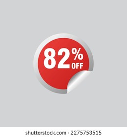 82 descuento, distintivos de vectores de venta para etiquetas, , pegatinas, banners, etiquetas, etiquetas, etiquetas web, nueva oferta. Banner de signo de origami de descuento 
