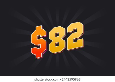 82 Dollar American Money Vektor Text Symbol. $82 USD Vereinigte Staaten Dollar Aktienvektor
