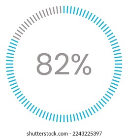 82% de carga. Gráficos de círculo 82% Vector de infografía, 82% listo para usar para diseño web ux-ui