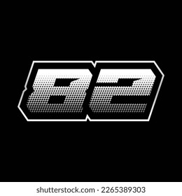 Design-Vorlage für 82-Nummern-Logos, Vektorgrafik für Aufkleber, Racing.