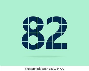 82 number, vector desing font.  Made of knife cut. For logo, brand label, design elements, corporate identity, application & more. IsolatedEps10 illustration