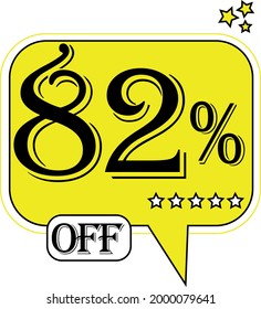 82% off Floating yellow balloon for promotional offers and discounts.
