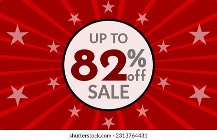 Up to 82% Off, red banner with discount for mega sales