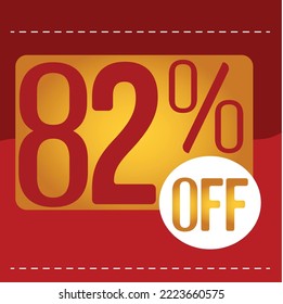 82% off. red and orange banner with floating balloon for promotions and offers