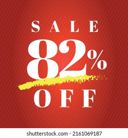 82% off tag eighty two percent discount sale white letter red gradient background