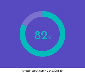 82 Percentage diagrams on blue color background HD, pie chart for Your documents, reports, 82% circle percentage diagrams for infographics