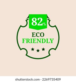 82% percentage Eco friendly stamp icons Vector illustration with Green organic plant leaf. Vector logo design