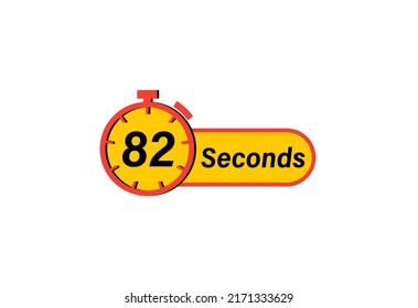 82 Seconds timers Clocks, Timer 82 sec icon, countdown icon. Time measure. Chronometer icon isolated on white background