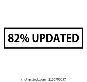 82% Etiqueta de icono actualizada y Signo.fuente perfecta y color negro aislado fondo de color blanco para marca y otros
