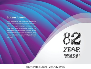 82 year anniversary celebration logotype on purple background for poster, banner, leaflet, flyer, brochure, invitations or greeting card, 82 number design, 82th Birthday invitation, anniversary logo