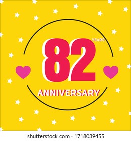 Celebración del 82 aniversario, diseño vectorial para celebraciones, tarjetas de invitación y tarjetas de felicitación