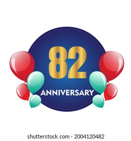 Celebración del 82 aniversario, diseño vectorial para celebraciones, tarjetas de invitación y tarjetas de felicitación