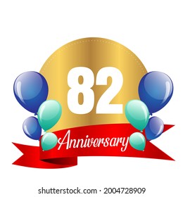 Celebración del 82 aniversario, diseño vectorial para celebraciones, tarjetas de invitación y tarjetas de felicitación