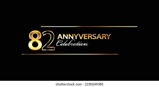 82 Year Anniversary celebration Vector Design. 82nd Anniversary celebration. Gold Luxury Banner of 82nd Anniversary celebration.  Vector anniversary