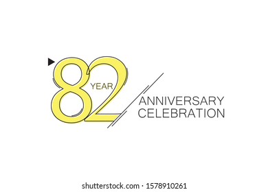 82 year Anniversary comical look, simple line art, Sleek and Clean Design for greeting card, invitation card - Vector
