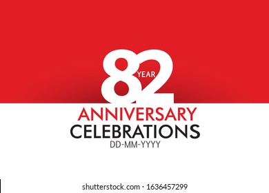 82 year Anniversary Concept Red Color and White for Banner, Poster, Greeting Card - Vector