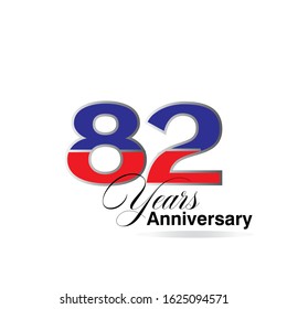 82 Year Anniversary Vector Template Design Illustration