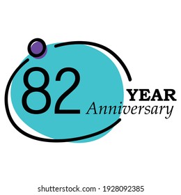 82 Year Anniversary Vector Template Design Illustration Blue Circle White Background