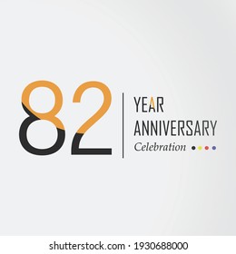 Diseño de plantilla vectorial de 82 años Ilustración Color naranja elegante fondo blanco