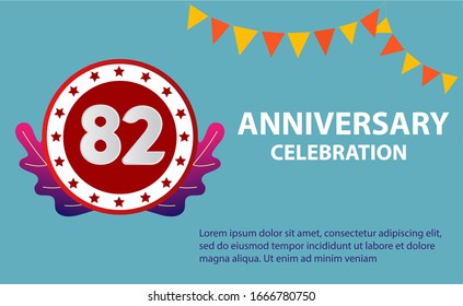 82 years anniversary celebration logo vector template design illustration