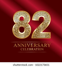 82 years anniversary celebration logotype red background.