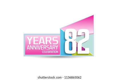 82 years anniversary celebration modern design with colorful pink color for celebration event. Vector design for celebration, invitation card, and greeting card