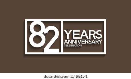 82 years anniversary celebration white square style isolated on brown background