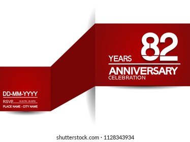 82 years anniversary design with red and white background for celebration event brochure
