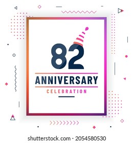 82 years anniversary greetings card, 82 anniversary celebration background free vector.